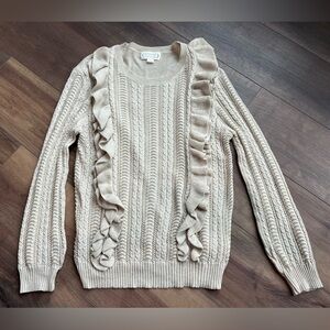 Women’s long sleeve ruffle sweater, size large🤎